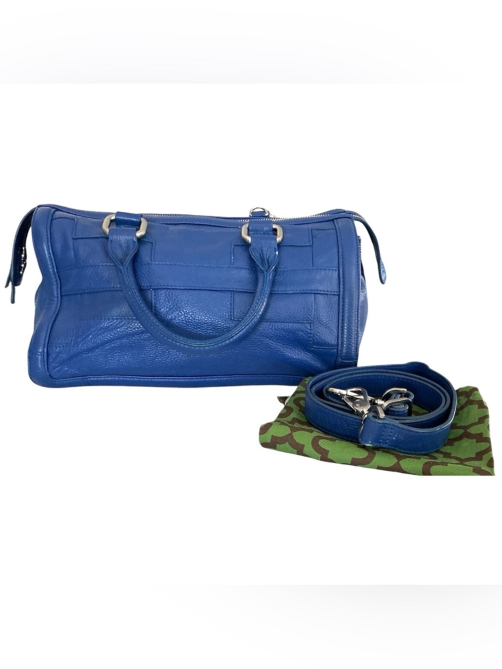 Isabella Fiore Blue Leather Crossbody Handbag & Silver Hardwear